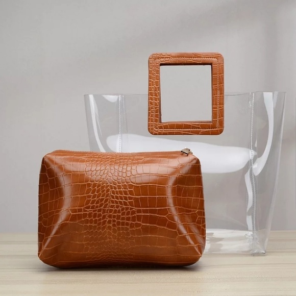 2 n 1 Clear Tote Bag with Croc Effect - Picture 5 of 8